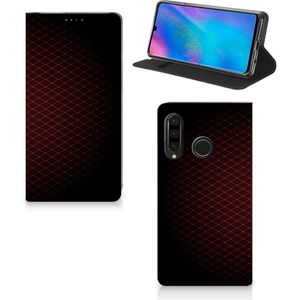 Huawei P30 Lite New Edition Hoesje met Magneet Geruit Rood