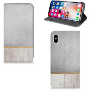 Apple iPhone Xs Max Book Wallet Case Wood Concrete