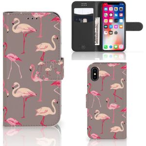 Apple iPhone X | Xs Telefoonhoesje met Pasjes Flamingo