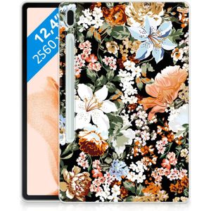 Siliconen Hoesje voor Samsung Galaxy Tab S7FE Dark Flowers