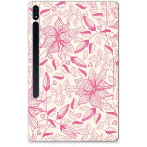 Samsung Galaxy Tab S7 Plus | S8 Plus Siliconen Hoesje Pink Flowers