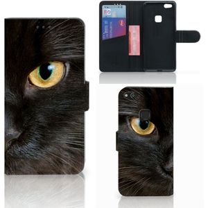 Huawei P10 Lite Telefoonhoesje met Pasjes Zwarte Kat