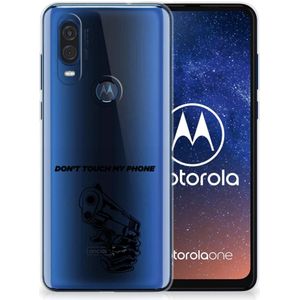 Motorola One Vision Silicone-hoesje Gun Don't Touch My Phone