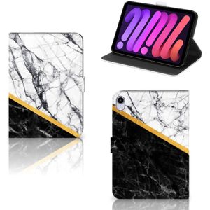 iPad Mini 6 (2021) Leuk Tablet hoesje  Marmer Wit Zwart - Origineel Cadeau Man