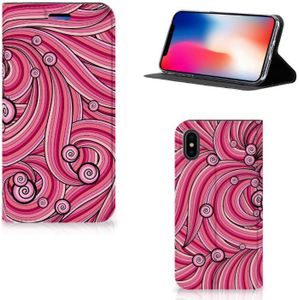 Apple iPhone X | Xs Bookcase Swirl Pink