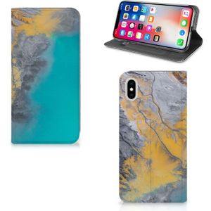 Apple iPhone Xs Max Standcase Marble Blue Gold