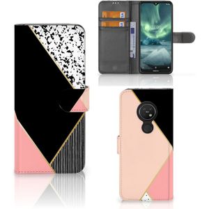 Nokia 7.2 | Nokia 6.2 Book Case Zwart Roze Vormen