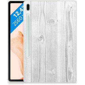 Samsung Galaxy Tab S7FE Silicone Tablet Hoes White Wood