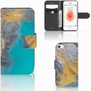 Apple iPhone 5 | 5s | SE Bookcase Marble Blue Gold