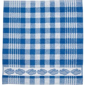 Twentse Damast Keuken Handdoeken - Hollandse Designs - Katoen - Keukendoeken Set - 6 stuks - 50x55 cm - Klompen Blauw