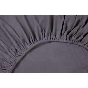 Kayori - Showa - Hoeslaken - Antraciet - 200x200-210cm - Flanel - Rondom Elastiek