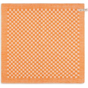 Knit Factory keukendoek Cubes ecru-orange