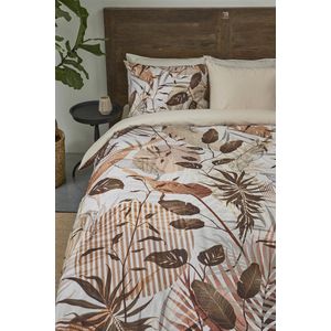 Riviera Maison Sunset Leafs dekbedovertrek - Lits-Jumeaux - 240x200/220 - Bruin