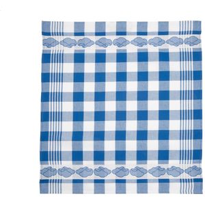 Twentse Damast Keuken Handdoeken - Hollandse Designs - Katoen - Theedoeken Set - 6 stuks - 60x65 cm - Klompen Blauw