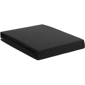 Jersey elastan hoeslaken met split | ook geschikt voor toppers (zwart) - 180/200x200/220