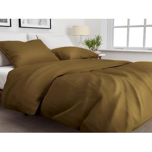 ZoHome Satinado Dekbedovertrek - Eenpersoons - 140x200/220 cm - Cognac Brown