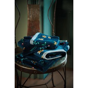 PiP studio badgoed Les Fleurs dark blue - Handdoek 55x100cm