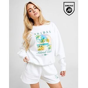adidas Originals Island Club Crew Sweatshirt - White- Dames, White