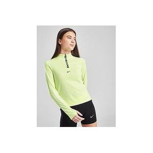 Nike Girls' Fitness Long Sleeve 1/2 Zip Top Junior - Barely Volt/Fir, Barely Volt/Fir