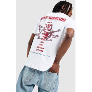 True Religion Flocked Back Print T-Shirt - Wit- Heren, Wit