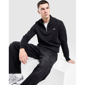 Fred Perry Badge Panel 1/2 Zip Sweatshirt - Zwart- Heren, Zwart