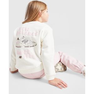 New Balance Girls' Bubble Graphic Crew Tracksuit Children - Wit - Kind, Wit