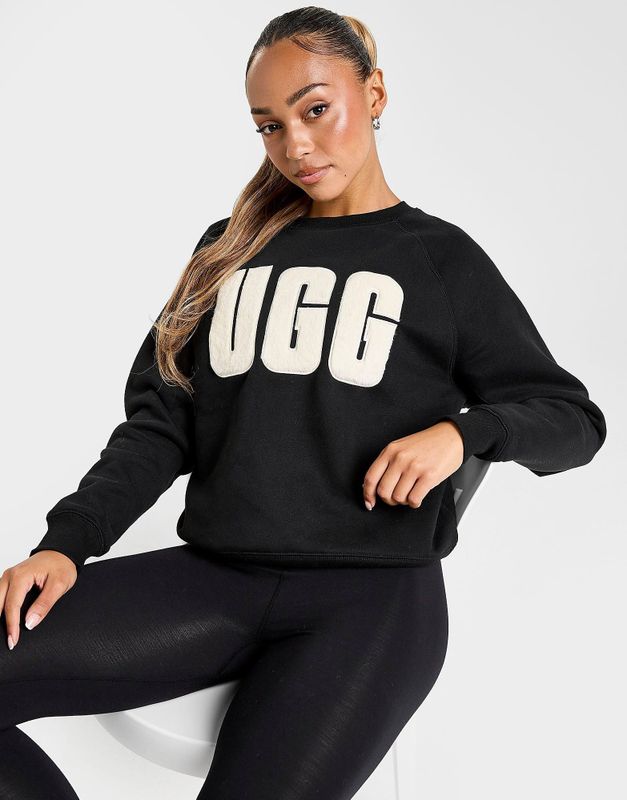 Ugg - Fuzzy Logo Crew Sweatshirt - Zwart - Katoen - Relaxte Pasvorm