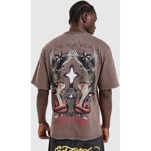 Ed Hardy Snake Back Vintage T-Shirt - Bruin- Heren, Bruin