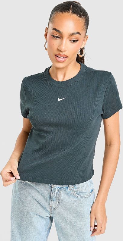 Nike - Geribd T-shirt - Dames - Aansluitend - Comfortabele Mix van Katoen en Elastaan