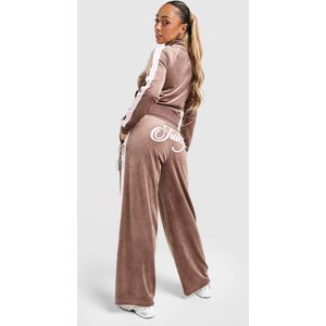JUICY COUTURE Script Velour Wide Track Pants - Bruin- Dames, Bruin