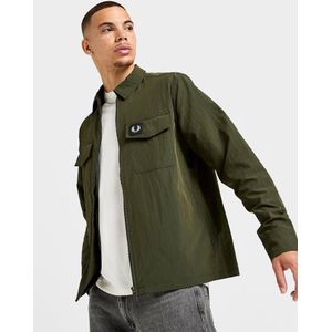 Fred Perry Badge Overshirt - Olive- Heren, Olive