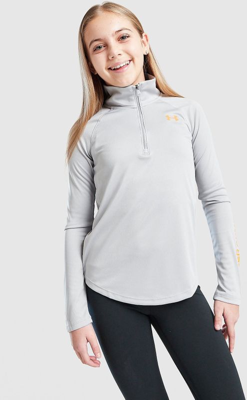 Under Armour Girls' Long Sleeve Wordmark Top Junior - Grijs - Kind, Grijs