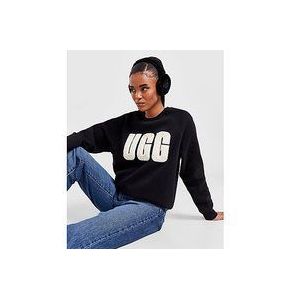 UGG Fuzzy Logo Crew Sweater Dames - Black- Dames, Black