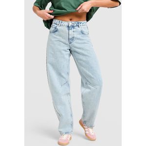 Unlike Humans Mid-Rise Barrel Jeans - Blauw- Dames, Blauw