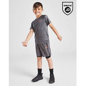 Under Armour Tech Embossed T-Shirt/Shorts Set Children - Grey, Grey