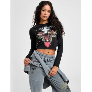 Ed Hardy Heart Cross Long Sleeve T-Shirt - Zwart- Dames, Zwart