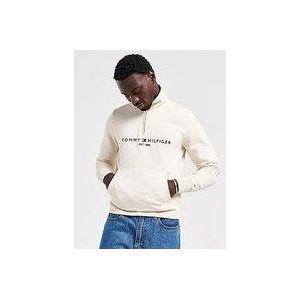 Tommy Hilfiger Emblem Logo 1/2 Zip Sweatshirt - Beige- Heren, Beige