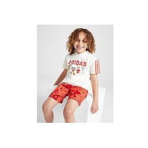 adidas Mickey Mouse T-Shirt/Shorts Set Children - Off White / Bright Red- Dames, Off White / Bright Red