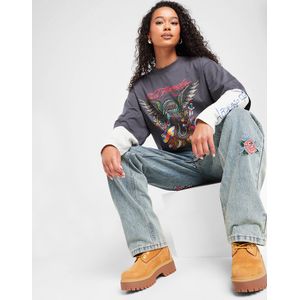 Ed Hardy Dragon Double Sleeve T-Shirt - Grijs- Dames, Grijs