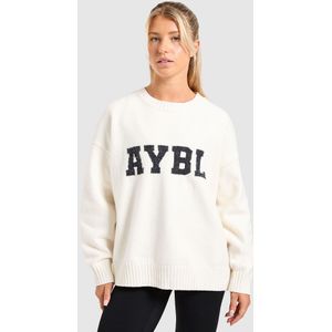 AYBL Varisty Knitted Crew Sweatshirt - Crème- Dames, Crème