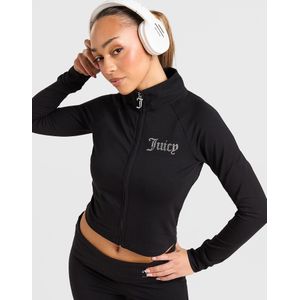 JUICY COUTURE Diamante Fitted Full Zip Top - Zwart- Dames, Zwart