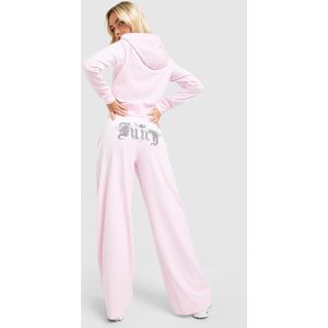 JUICY COUTURE Angel Velour Diamante Wide Joggers - Roze- Dames, Roze