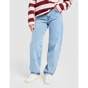 Unlike Humans Mid-Rise Barrel Jeans - Blauw- Dames, Blauw