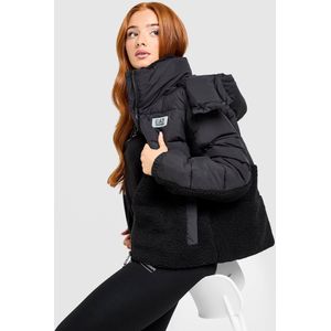 EA7 Emporio Armani Teddy Panel Padded Jacket - Zwart- Dames, Zwart