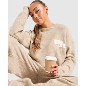 Unlike Humans Knit Crew Sweatshirt - Bruin- Dames, Bruin