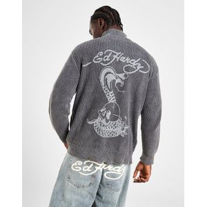 Ed Hardy Rib Full Zip Track Top - Grijs- Heren, Grijs