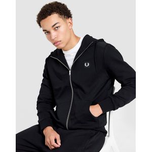 Fred Perry Badge Full Zip Panel Hoodie - Zwart- Heren, Zwart