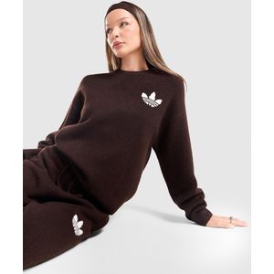 adidas Originals Trefoil Knit Crew Sweatshirt - Bruin- Dames, Bruin