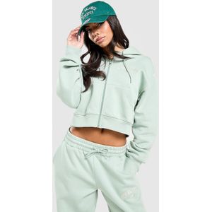 New Balance Varsity Crop Full Zip Hoodie - Groen- Dames, Groen
