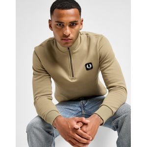 Fred Perry Badge 1/2 Zip Sweatshirt - Bruin- Heren, Bruin